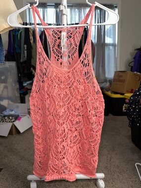 Aeropostale Coral Knit Open-Weave Tank